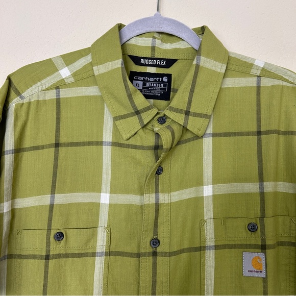 Carhartt Men’s Rugged Flex Short Sleeve Plaid Button Down Size XL - Picture 4 of 7